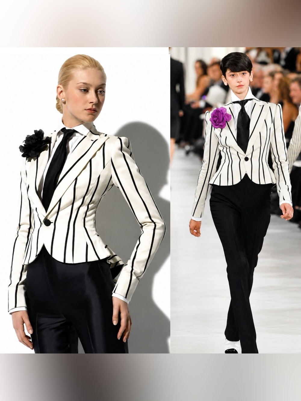Ralph Lauren Collection Spring 2008 Runway Ivory Stripe Peplum Blazer Jacket 6